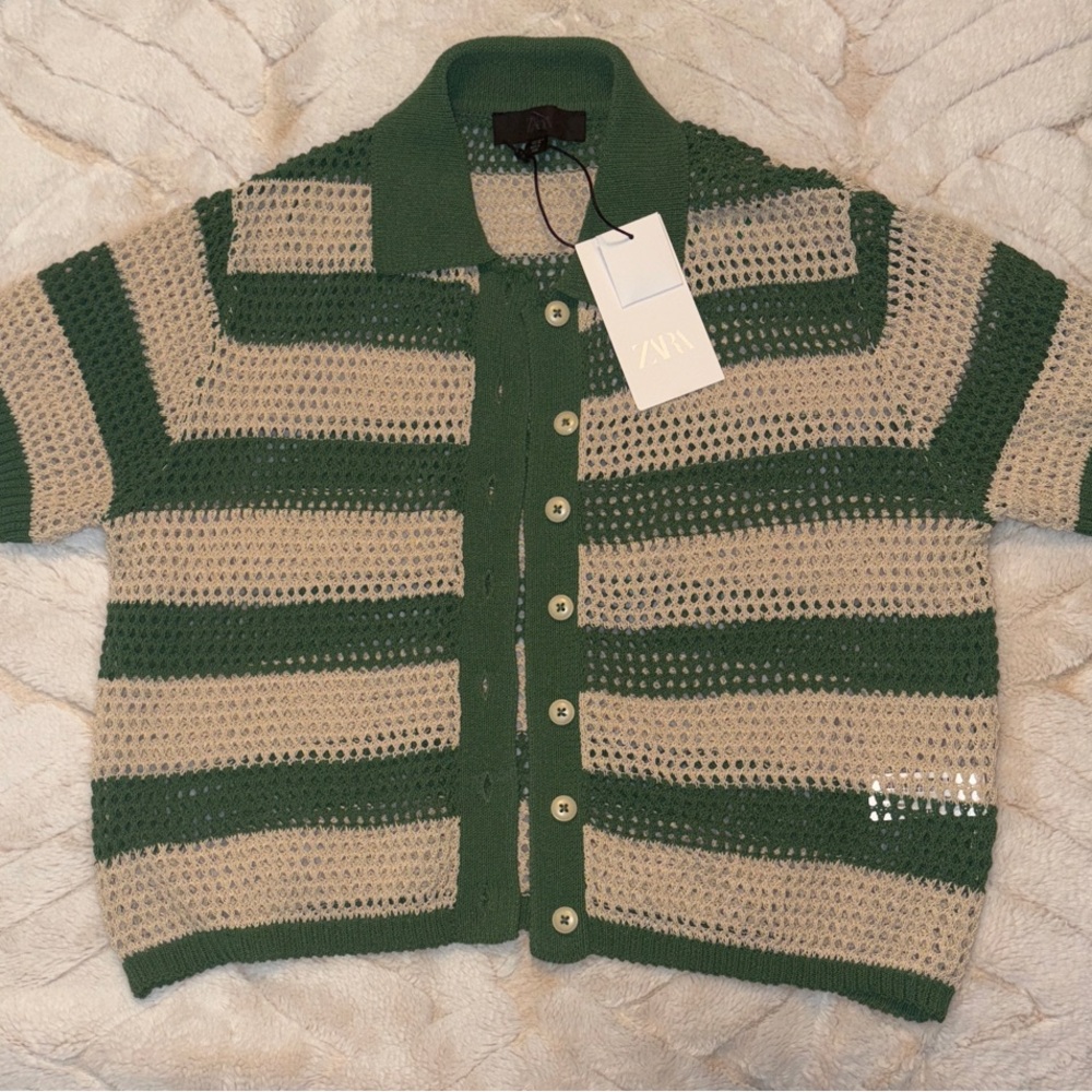 Zara Green & Beige Crochet